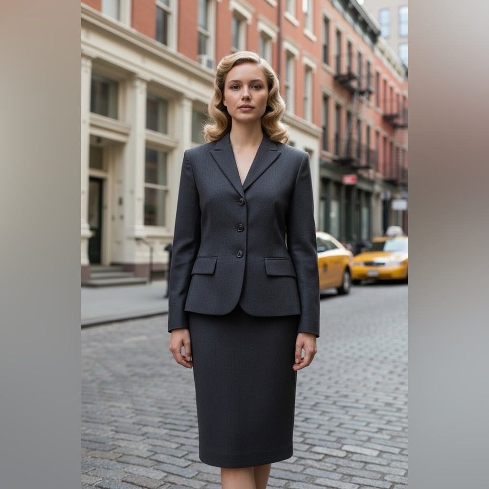 Vintage Pendleton Gray Wool Blazer and skirt.